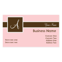 Monogram Band Pink & Brown Business Cards