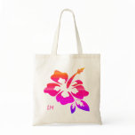 Monogram Beach Bag Hibiscus Flower Pink