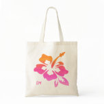 Monogram Beach Bag Hibiscus Flower Pink Orange