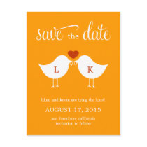 Monogram Birds Save The Date Card Post Card