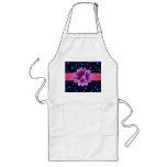 Monogram black blue polka dots purple daisy aprons