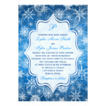 Monogram Blue and White Snowflakes Wedding Invite