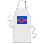 Monogram blue chevrons pink daisy apron