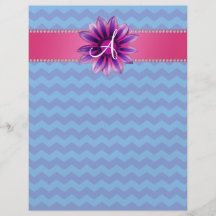 Monogram blue chevrons pink daisy custom flyer