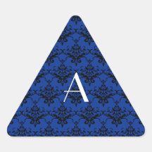 Monogram blue damask sticker