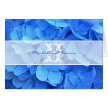 Monogram Blue Hydrangea Thank You Note Card