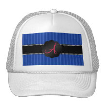 MOnogram blue stripes Trucker Hat