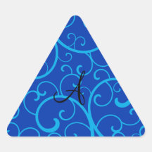 Monogram blue swirls triangle sticker