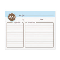 Monogram Bridal Shower Recipe Card Post Card