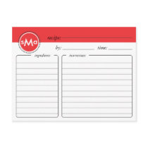 Monogram Bridal Shower Recipe Card Postcards