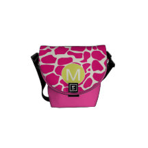Monogram Bright Colourful Giraffe Pattern Commuter Bags