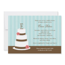 Monogram Cake Bridal Shower Invitation - Blue