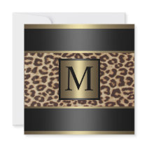 Monogram Cheetah, Leopard Wedding Personalized Announcements