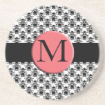 monogram damask beverage coaster