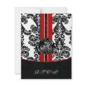 monogram damask red rsvp cards invitations