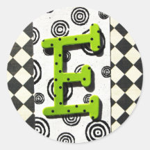 Monogram E Round Stickers
