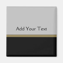 Monogram Elegance in Black Grey Gold Refrigerator Magnet