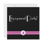 Monogram Engagement  Party in Black and White Invite