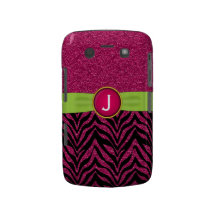 Monogram Faux Ribbon Jewel Zebra Glitter Pattern Blackberry Bold Covers