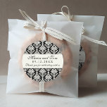 Monogram Favour Sticker | Black White Damask