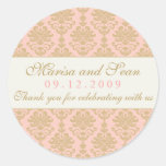 Monogram Favour Sticker | Pink Champagne Damask
