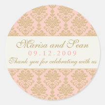 Monogram Favour Sticker | Pink Champagne Damask