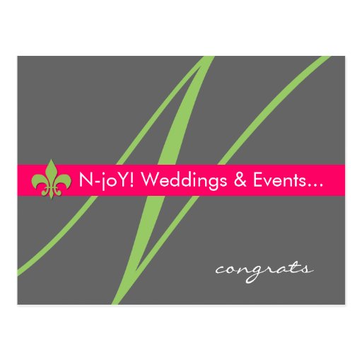 Monogram fleur de lis event planner postcard #2