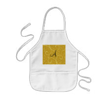 Monogram gold swirls aprons