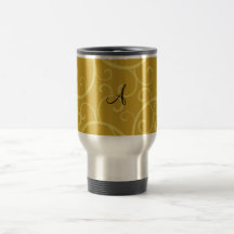 Monogram gold swirls coffee mug
