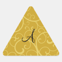 Monogram gold swirls stickers