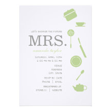 Monogram Green  Bridal Shower Invitations