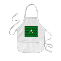 Monogram Green damask Apron