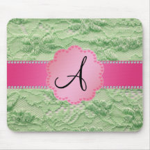 Monogram green lace mousemat
