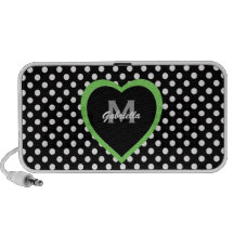 Monogram: Green Sweetheart Doodle Laptop Speaker