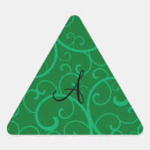 Monogram green swirls stickers