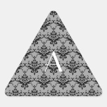 Monogram Grey damask Triangle Stickers
