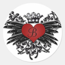 Monogram Heart Bling Swirls Wedding Favour Sticker