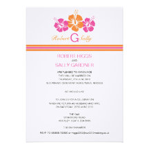 Monogram Hibiscus Flower Wedding Personalized Invite