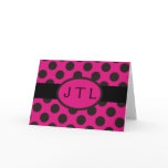 Monogram Hot Pink Polka Dot Card