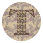 Monogram Initial T Elegant Floral Sticker