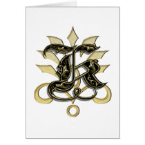 Monogram K letter card