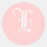 Monogram "L" Sticker Old English Style Pink White