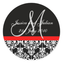 Monogram Labels - Damask Trellis - Black/Red