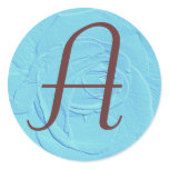 Monogram Letter A Aqua Blue Rose Sticker