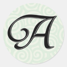 Monogram Letter A Round Stickers