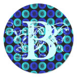 Monogram Letter B Blue Dandelions Design Sticker