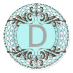 Monogram Letter D Blue Sticker/Envelope Seal