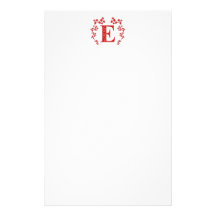 Monogram Letter E Red Leaves Customized Stationery