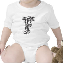 Monogram Letter F in Black T Shirt