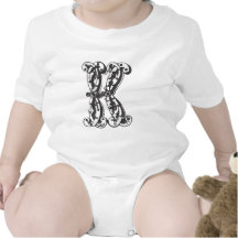 Monogram Letter K in Black Bodysuit
